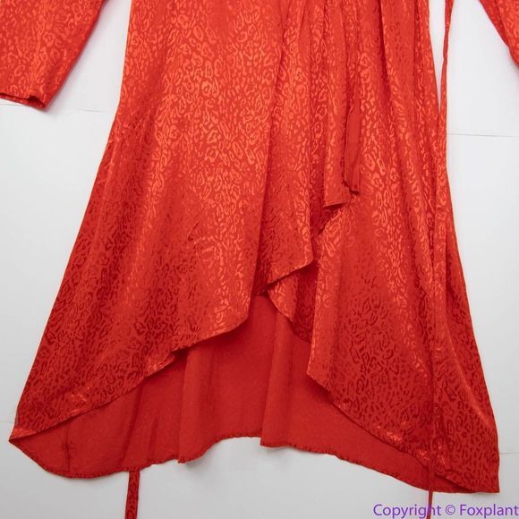 NEW Eloquii Red Leopard‎ Burnout Pattern Wrap Dress with Puff Shoulders, 26 - Picture 8 of 16